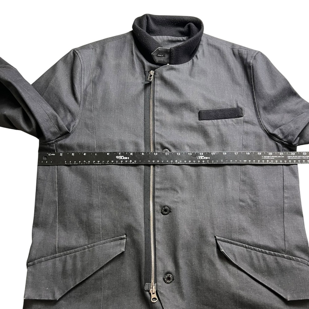 Rogan NYC Mens XL Gray Asymmetrical Zip Field Jacket Plaid Lined Cotton Twill - Picture 7 of 11